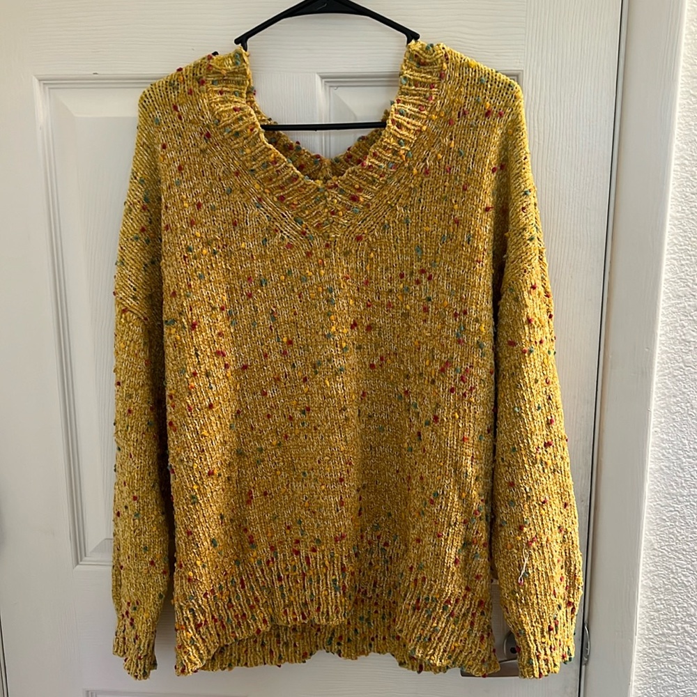 Yellow vneck vintage sweater